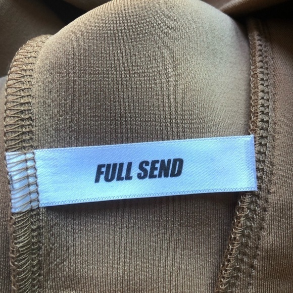 Full Send Mens Hoodie Tan Hydrophobic Streetwear Size Medium Full Zip - Picture 8 of 14